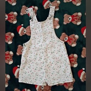 Zara White Floral Shortalls 6Y